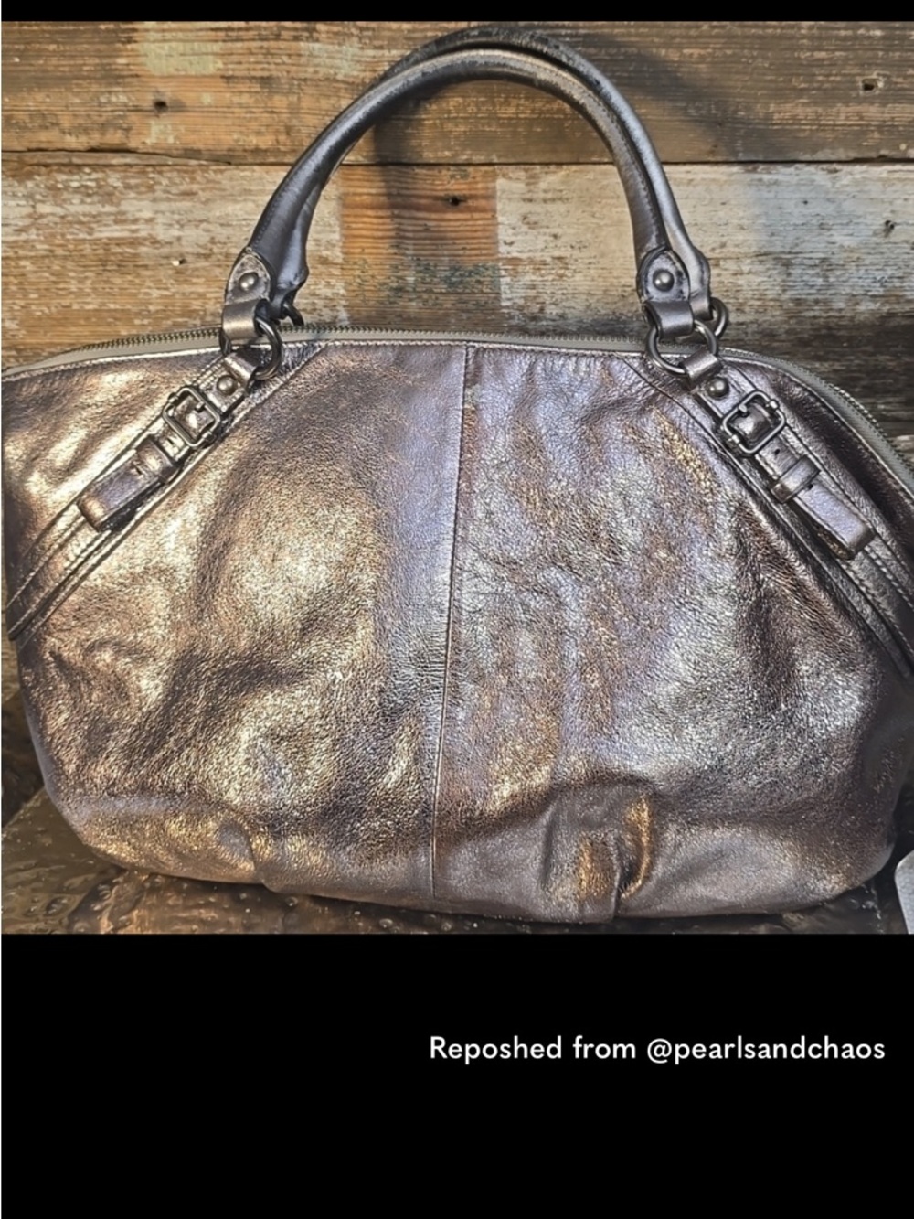 Coach Silver Leather Satchel Handbag - Picture 5 of 9